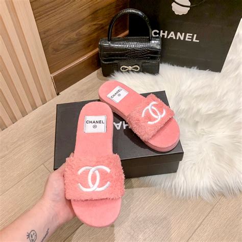 chanel mink slippers|chanel slippers.